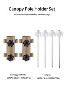 1 Set Multi-Function Tent Pole Base Fixator, Adjustable Locking Tent Pole Anchor, High-Hardness Metal Tent Pegs, Outdoor Camping Tent Fixing Tool - Multicolor - View 19
