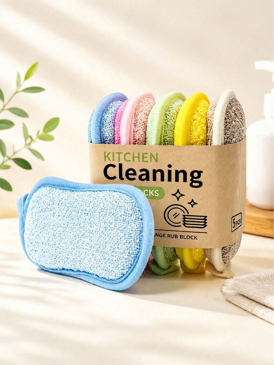 5pcs Random Multi-Functional Polyurethane Sponge Wipes, Reusable And Washable, Suitable For Cleaning Pots, Bowls And Plates Without Shedding, Ideal For Bathroom, Kitchen And Toilet Cleaning, Non-Scratch Surface, Suitable For Pots, Pans, Bowls, Dishes And Other Kitchen Cleaning Tools, Practical Kitchen Supplies, Random Color (1pc/3pcs/5pcs Available)