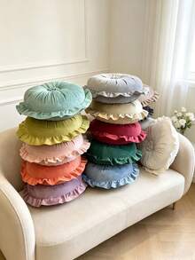 1pc/6pcs Solid Color Ruched Velvet Pumpkin Throw Pillow, Pleated Round Decorative Cushion, Soft Thickened Seat Pad, Floral Ruched Design, Elastic Filling For Pressure Relief, Suitable For Sofa, Windowsill, Bedroom Indoor Home Decor - Multicolor - View 5