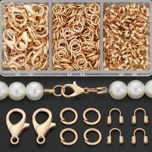 200pcs DIY Jewelry Parts Set Including Closed Jump Rings, U-Shaped Clasps, Lobster Clasps, Suitable For Handmade Weaving DIY Jewelry, Necklaces, Bracelets, Bag Charms, U-Shaped Positioning Line Tubes, Pendant Chain End Clasps, DIY Jewelry Making Materials - Lobster Claw Clasp & Jump Ring & U-shaped Clasp - View 8