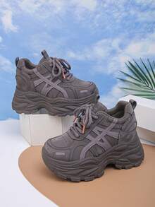 Zapatos de mujer con suela gruesa de 9CM, nuevos para primavera/verano 2026, zapatos de aumento de altura para mujeres pequeñas, zapatos deportivos casuales ligeros para estudiantes en color negro, zapatillas deportivas con suela blanda transpirable y aumento de altura interior, zapatillas blancas - Café integral - Ver 7