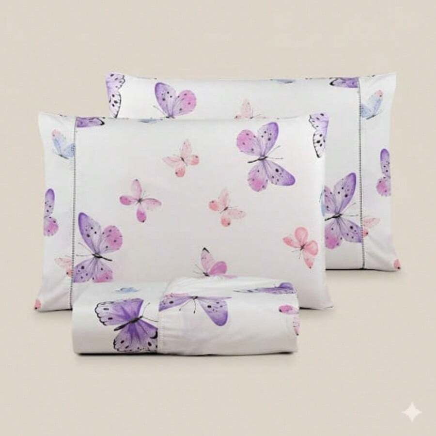 2-Piece Single Bed Sheet Set, Printed 200 Thread Count Percale Fabric, Full Elastic Hem, With Point Palito Pillowcase - 摩卡棕 - 查看 1