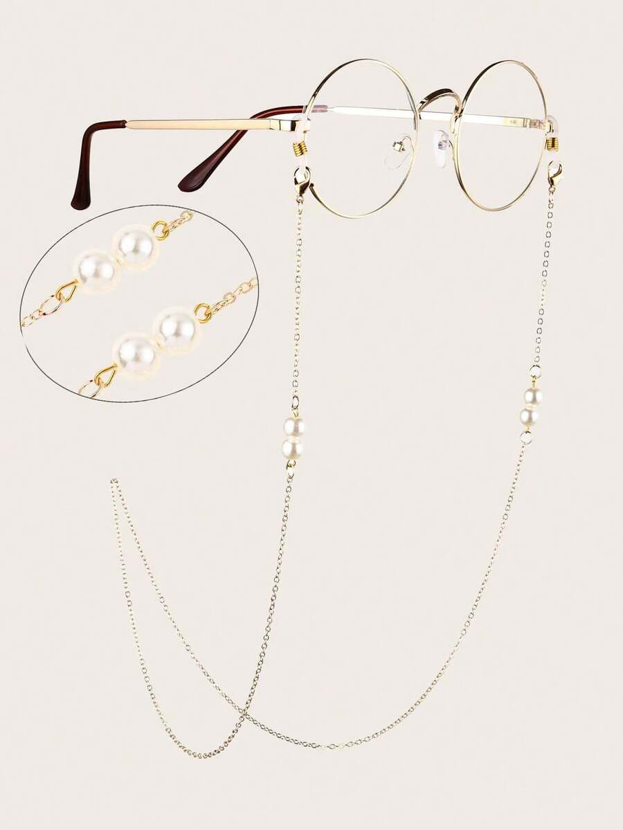 1pc Fashionable Faux Pearl Glasses Chain, Metal Glasses Chain Suitable For Girls And Women, Women's Anti-Slip Glasses Chain, Fashionable Metal Glasses Chain - Multicolor - View 1
