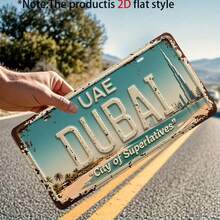 2D Flat Decorative - 1pc, Vintage Dubai Metal Decorative Plaque And Ornament, Rustic Wall Decor, Suitable For Men's Cave, Garage, Bar, Home, Metal Wall Art Decoration (Random Style) - A - View 6