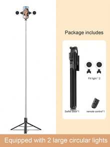 1.8M Bluetooth Selfie Stick With LED Fill Light, Extendable, 360° Rotation, Anti-Shake, Foldable Tripod For IPhone 17/16/15/14/13/12/11/Xs/Xr/Max/Pro/E/X Plus, Ideal For Video Shooting, Life Recording, Couples Photography, Great Gift For Valentine's Day - 1.8M - View 10