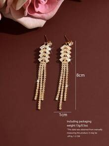Fashionable Bridal Long Tassel Earrings, Shiny Chain Earrings, Banquet Date Formal Occasion Valentine's Day Jewelry - Multicolor - View 8