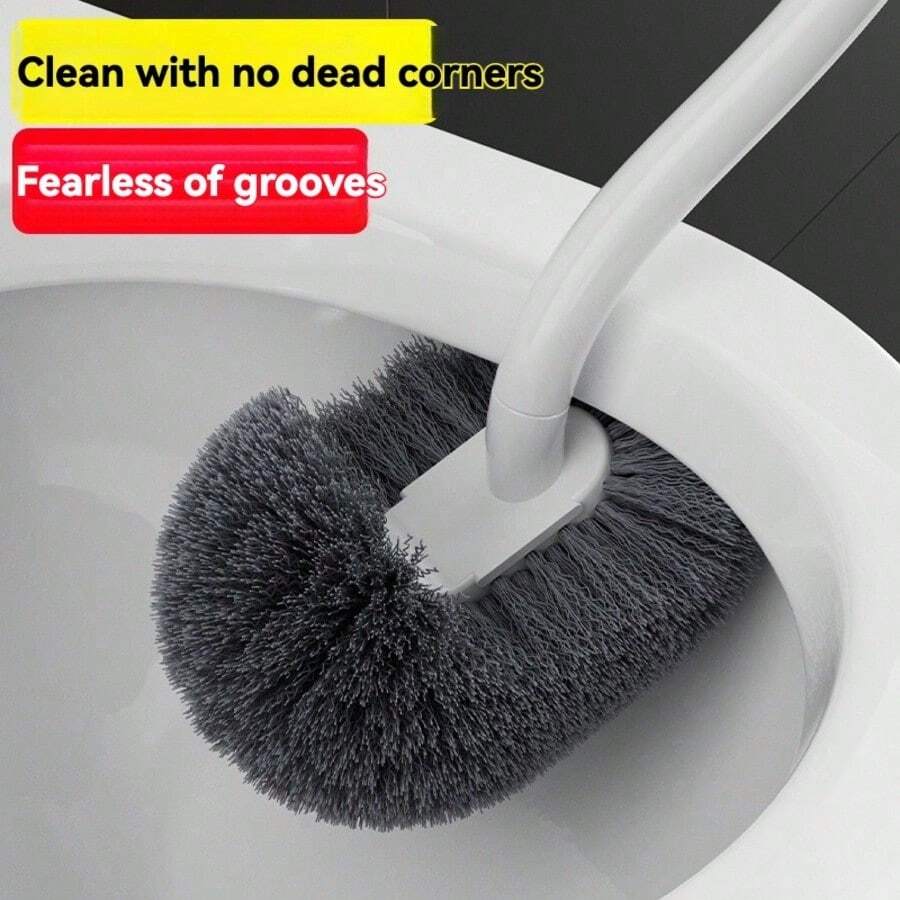 1/2pcs Long Handle Ergonomic Toilet Brush, C-Shaped Brush Head For Deep Cleaning Without Dead Angles, Portable And Reusable, Suitable For Bathroom And Toilet Bowl, Easy To Clean Corners, Wall-Mounted Space-Saving, Suitable For Home Use - Multiple Styles - View 1