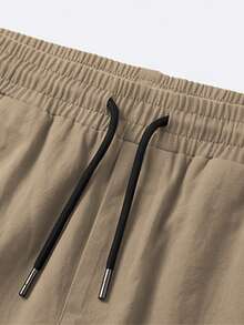 Men's Casual Short Sleeve Single-Breasted Shirt And Drawstring Waist Pocket Shorts Beach Set - Mocha Brown - View 6