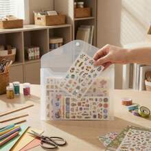 Sticker Storage Box, Transparent Plastic Envelopes With Snap Buttons, 12pcs Waterproof And Durable, For Storing Stickers, Scrapbooking, Washi Tape, Scrapbook And Stamp Supplies (Mixed Sizes), Scrapbook Storage (Stickers Not Included) - Snap-button - View 4
