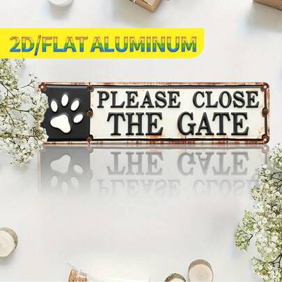 1pc Vintage Aluminum "Please Close Door" Sign With Paw Print, Rustic Metal Wall Art For Home, Office Or Man Cave, Suitable For Kitchen, Bathroom, Cafe, Garage, Porch, Bedroom, Dog Decor (Random Style)