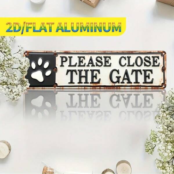 1pc Vintage Aluminum "Please Close Door" Sign With Paw Print, Rustic Metal Wall Art For Home, Office Or Man Cave, Suitable For Kitchen, Bathroom, Cafe, Garage, Porch, Bedroom, Dog Decor (Random Style)