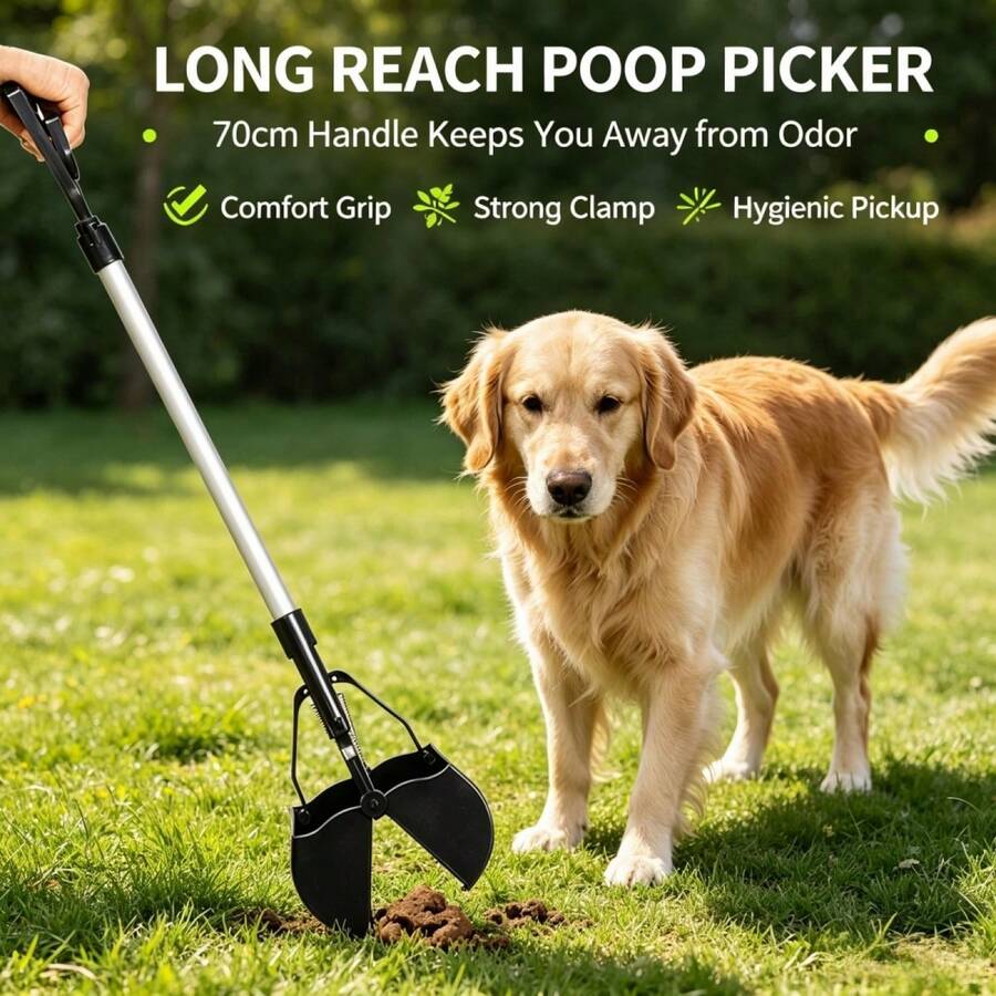 Large Pooper Scooper For Dogs Heavy Duty Poop Scooper With Long Handle - Black - View 1
