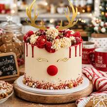 1 Set/3 Sets Gold Mirror Acrylic Reindeer Antlers Cake Topper, Christmas Rudolph Eyes Cake Decoration, Christmas Party Cake Decor - Multicolor - View 4