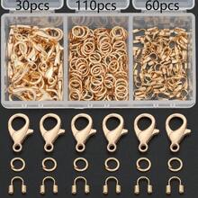 200pcs DIY Jewelry Parts Set Including Closed Jump Rings, U-Shaped Clasps, Lobster Clasps, Suitable For Handmade Weaving DIY Jewelry, Necklaces, Bracelets, Bag Charms, U-Shaped Positioning Line Tubes, Pendant Chain End Clasps, DIY Jewelry Making Materials - Lobster Claw Clasp & Jump Ring & U-shaped Clasp - View 16