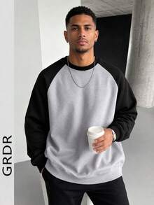 GRDR 1pc Men's Casual Long Sleeve Crew Neck Pullover Sweatshirt | Fashionable & | Show Your Style - Grey - View 1