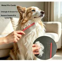 1 buah Sisir Hewan Peliharaan Stainless Steel, Desain Gigi Ganda Rapat & Jarang, Sisir Perawatan untuk Mengurai Rambut Kucing dan Anjing, Perawatan Rambut Panjang, Pengangkatan Rambut yang Mengembang, Alat Pembersih Perawatan - View 3