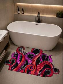 1件紅色深海章魚觸手藝術地毯，個性化美學風格裝飾地毯，街頭藝術禮物，Ins風空間美學氛圍毯，現代極簡軟裝點綴門墊，浴室墊，浴室地毯，小地毯，地毯，地板墊，家居裝飾，區域地毯，戶外墊，臥室地毯，可機洗地毯 - 多色3 - 查看 6
