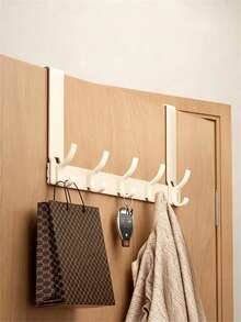 1pc Space-Saving Over-The-Door Hook, Multi-Hook Design, Suitable For Bathroom, Kitchen, Living Room And Bedroom, Wall-Mounted Coat Rack, No-Drill Installation, Multi-Purpose Hook, Multi-Functional Storage Tool - Multicolor - View 16