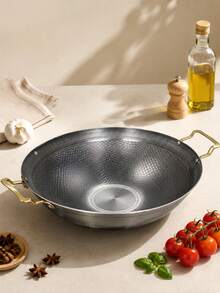 Stainless Steel Honeycomb Non-Stick Stir-Fry Pan, Dual Handle Wok, Compatible With Induction Cooktop And Gas Stove Kitchen Cookware - View 3