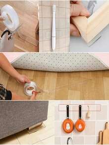 1pc Transparent Double-Sided Tape, Washable Double-Sided Adhesive, Suitable For Hotel Bathroom, Home Wall Hooks, Kitchen, Can Be Used As Shock-Resistant Double-Sided Tape For Desktop; Wall Hooks Leave No Traces And Easy To Remove - Multicolor - View 10
