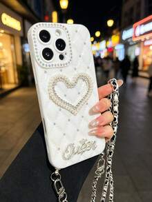 1pc Leopard Print Leather Chain Rhinestone Contact Lens TPU Phone Case Compatible With IPhone/11/11 Pro/11 Pro Max/12/Phone 12 Pro/11 Pro Max/12/12 Pro/12 Pro Max/13/13 Pro/13 Pro Max/14/14 Pro/16 Plus/14 Pro Max/15/15 Pro/15 Plus/15 Pro Max/16/16PRO/16PLUS/165PROMAX/17/17PRO/17Air/17Promax Protective Cover - White - View 12