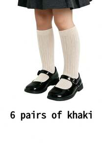 7/6/1 Pair Kids Unisex Knee-High Socks, Soft Uniform Dress Socks, Black & White, Suitable For Autumn/Winter Daily Wear, Back To School Season - Multicolor - View 18