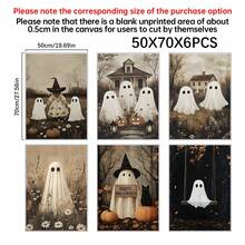 1/6pcs Vintage Ghost Halloween Gallery Wall Decor Set, Whimsical Autumn Halloween Decorations, Kids Room Wall Art Prints, Home Wall Decor Art - Multicolor - View 36