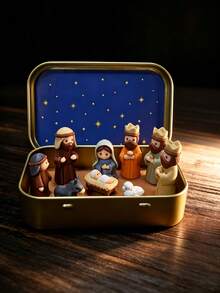 Set Kotak Kaleng Adegan Kelahiran Yesus Natal, Termasuk Patung Yesus, Cocok untuk Memajang Gambaran Keluarga Kudus, Set Adegan Kelahiran Yesus Mini dari Resin Buatan Tangan, Hadiah Dekorasi Natal yang Sempurna, Cocok untuk Dipajang di Meja Kantor - MultiWarna - View 5
