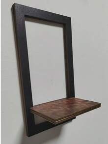 1pc Black And Brown Vintage Wooden Wall Shelf - Rustic Square Display Rack For Photos, Candles, Flowers, Photo Albums And Potted Plants - Perfect For Living Room And Office Decor, Vintage Decoration - Multicolor - View 6