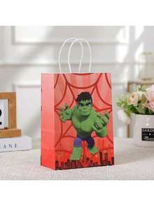 12pcs/Set "And His Magic Friends" Paper Gift Bags With Handles, Size 4, Miles, Ghost Spider, Giant White Cardboard Commemorative Bags, Superhero Theme Birthday Party Candy Toy Packaging Bags - Multicolor - View 4