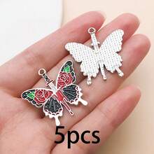 5/12pcs Vintage Gothic Dark Alloy Enamel Charms, Dragon Raven Bat Occult Floral Sword Pendants For Jewelry Keychain Bag Ornament DIY Craft Accessories - Multicolor - View 17