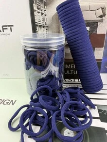 10/50/100/200入 高彈性馬尾髮圈 海軍藍 無縫彈力髮圈 - 彩色 - 查看 5