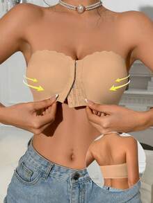 2 piezas Sujetadores sin tirantes sin costuras con cierre frontal, adecuados para vestidos sin espalda, bodas (talla A-C) - Multicolor - Ver 3