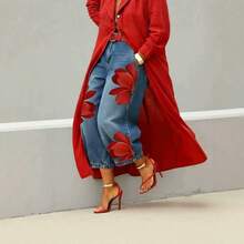 Women Jeans - 紅色 - 查看 6