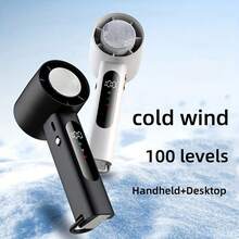 SULVGO Ventilador de mano de 3000mAh, nuevo ventilador portátil actualizado con función de compresión fría, velocidad ajustable (1-100), ventilador facial mini recargable por USB, adecuado para maquillaje, viajes, interiores y exteriores - Soporte de Mano - Ver 2