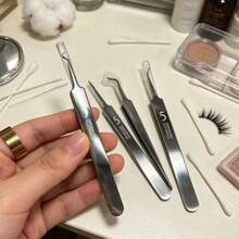 Stainless Steel Precision Tweezers Set, 3 Pcs Straight & Curved Pointed Tweezers For Eyebrow, Blackhead, Splinter, Eyelash Extensions - Silver - View 4