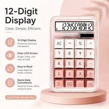 Translucent Pink Acrylic Shell Calculator, Gradient Pink & White Keys, Large Digital Display, Highly Attractive Portable Calculator For Accounting, Bookkeeping And Cashier (Battery Not Included) - A - View 8