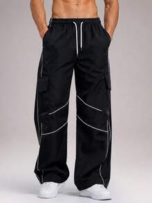 CZRLHYT Men's Long Pants, Suitable For Outdoor Travel, Hiking, Fitness And Other Outdoor Sports, Multi-Functional Multi-Pocket Drawstring Cargo Pants - Black - View 4