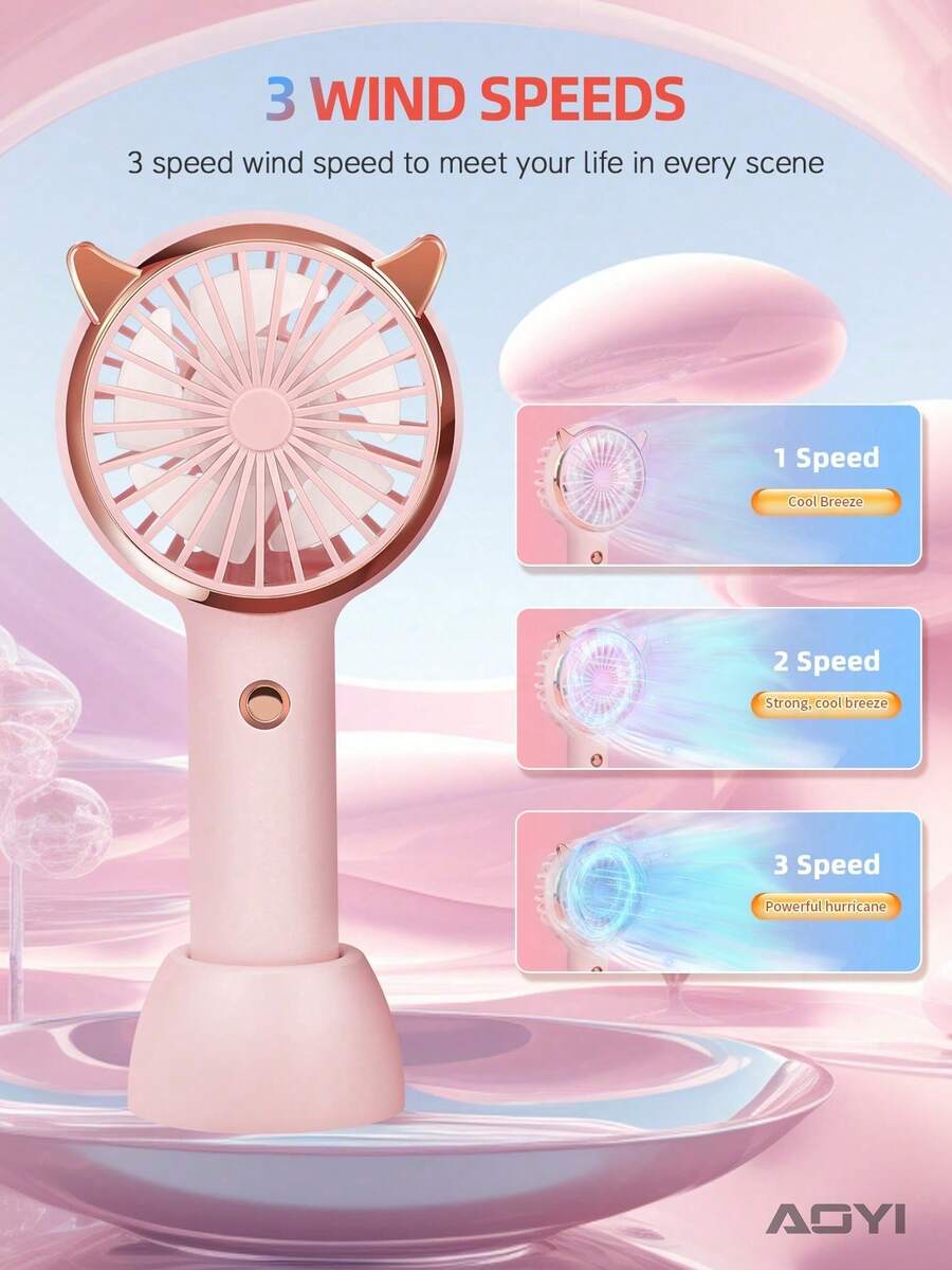 AOYI 1pc 500mAh Rechargeable Eyelash Curler With 3 Gear Adjustment, Portable Handheld LED Light & Mini Fan For Outdoor Use - Black - View 1