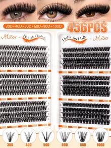 456 Clusters D Curl DIY Lash Book Mixed 30D-100D, Soft Fluffy Comfort Individual Lashes, Mix Match Eyelashes For Daily Light Cosplay Makeup,Lash Clusters,Manga Lashes,Cat Eye Lashes,Lash Clusters Kit,Lash Book,Wispy Lashes - D - View 2