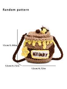 Nicekee Cute And Stylish Versatile Knitted Contrasting Shoulder Bag With Honey Jar Design, Fashionable And Personalized Texture Crossbody Bag. - Khaki - View 6
