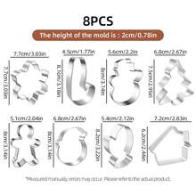 1/8pcs Stainless Steel Christmas Cookie Cutters, Including Christmas Tree, Gingerbread Man, Snowflake, Santa Claus, Candy Cane And Other Classic Holiday Shapes. Smooth Edges, Easy Release, Suitable For Cookies, Fondant, Fruit Cutting. Perfect For Parent-Child Baking DIY, Creating Christmas Themed Desserts, Holiday Parties, Home Baking Essential, Easily Creating A Warm Christmas Atmosphere. - - - View 10