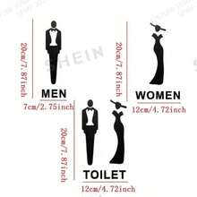 1pc 2D Acrylic Bathroom Door Sign With 3D Pattern, Men/Women Restroom Sign, Office/Public Toilet Notice - 1PC - View 3