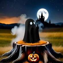 2 Stücke Halloween Geister Figuren, Schwarz-Weiß Geister Statue Dekoration, lustige gotische Geister Ornamente, geeignet für Schreibtisch, Bücherregal, Studiertisch, Spukhaus, Halloween Party, Inneneinrichtung, niedliche und gruselige Geister Motiv Accessoires, Herbst Feiertags Dekoration - mehrfarbig - Übersicht 4