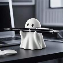 2 Stücke Halloween Geister Figuren, Schwarz-Weiß Geister Statue Dekoration, lustige gotische Geister Ornamente, geeignet für Schreibtisch, Bücherregal, Studiertisch, Spukhaus, Halloween Party, Inneneinrichtung, niedliche und gruselige Geister Motiv Accessoires, Herbst Feiertags Dekoration - mehrfarbig - Übersicht 7