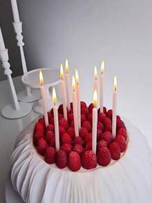 6pcs/24pcs White Pearlescent Long Straight Birthday Fairy Atmosphere Anniversary Holiday Party Cake Decoration Photo Prop Candles - View 9
