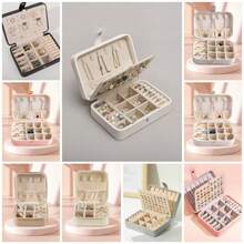 1pc Multifunctional PU Jewelry Box, Double Layer Multi-Compartment Portable Jewelry Storage Box, Large Capacity Valentine's Day Gift, Suitable For Earrings, Rings, Necklaces, Zipper/Button Style, Travel Essential, Back To School, Dorm Storage - White - View 9
