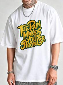 La Dolor Te Haceás Fuerte Camiseta Gráfica% Algodón 180 g/² Cuello Redondo Transpirable Corte Regular Ropa Urbana de Verano Camiseta Casual - Blanco - Ver 2
