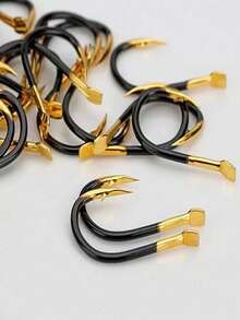60pcs Black Gold Ise-Ni Barbed Fish Hooks For Crucian Carp, Bass, Carp Fishing Accessories - Black - View 1