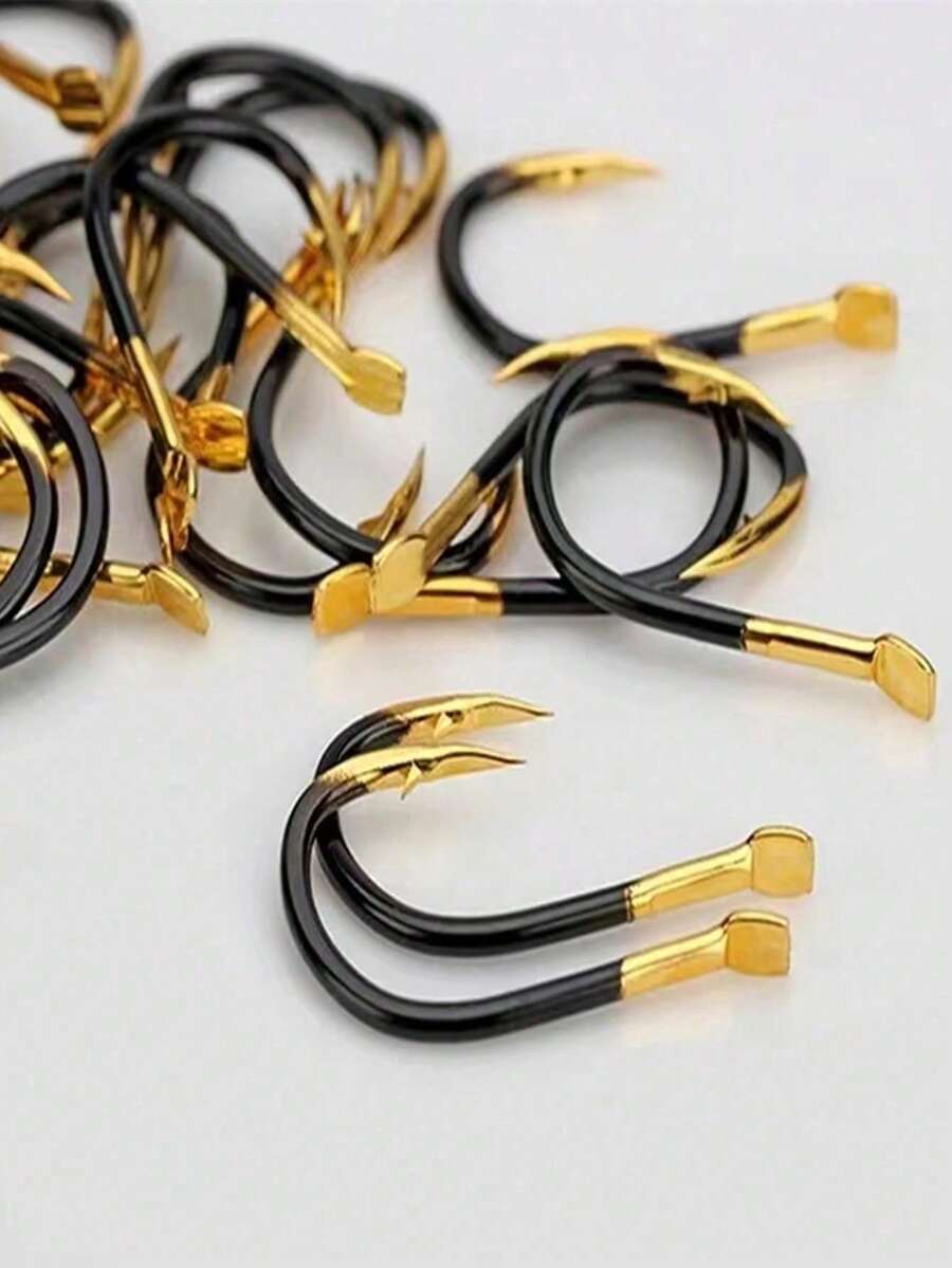 60pcs Black Gold Ise-Ni Barbed Fish Hooks For Crucian Carp, Bass, Carp Fishing Accessories - Black - View 1